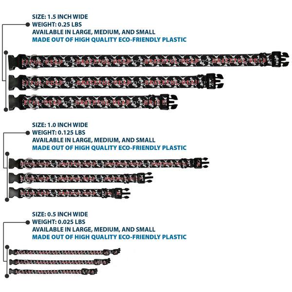 Buckle-Down Plastic Clip Collar - GRATEFUL DEAD Dancing Skeletons And Text Black/White/Red