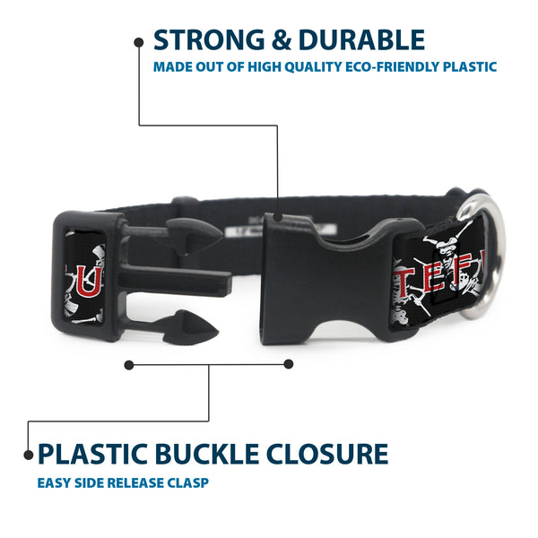 Buckle-Down Plastic Clip Collar - GRATEFUL DEAD Dancing Skeletons And Text Black/White/Red