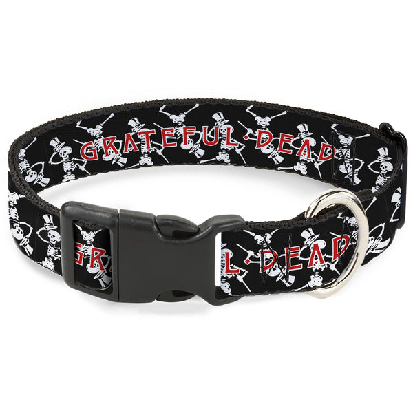 Buckle-Down Plastic Clip Collar - GRATEFUL DEAD Dancing Skeletons and Text Black/White/Red