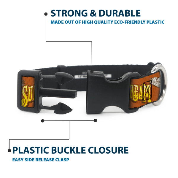 Buckle-Down Plastic Clip Collar - Grateful Dead SUNSHINE DAYDREAM Skeleton Orange