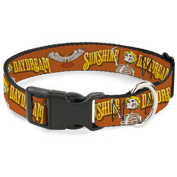 Buckle-Down Plastic Clip Collar - Grateful Dead SUNSHINE DAYDREAM Skeleton Orange