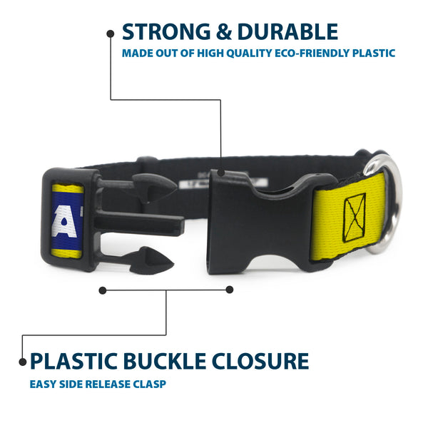 Buckle-Down Plastic Clip Collar - GRATEFUL DEAD Text Box And Steal Your Face Logo Yellow/Blue/White