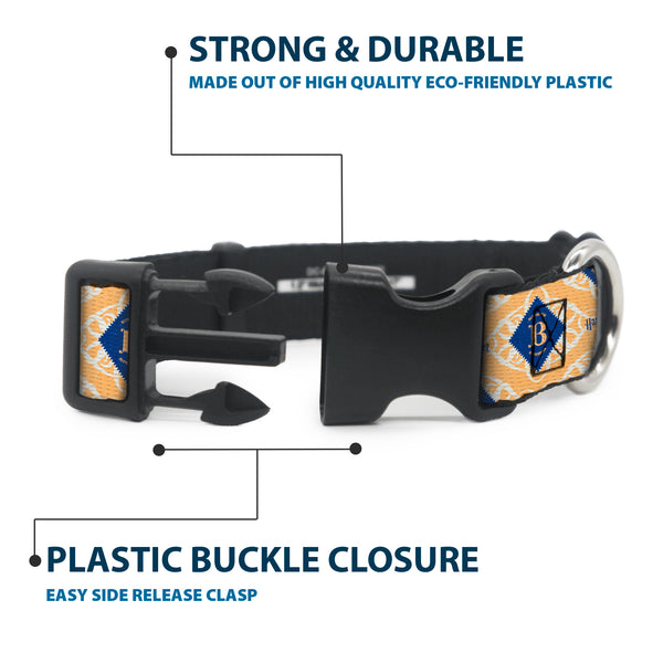Buckle-Down Plastic Clip Collar - HARRY POTTER Butterbeer Diamond Logo White/Yellow/Blue