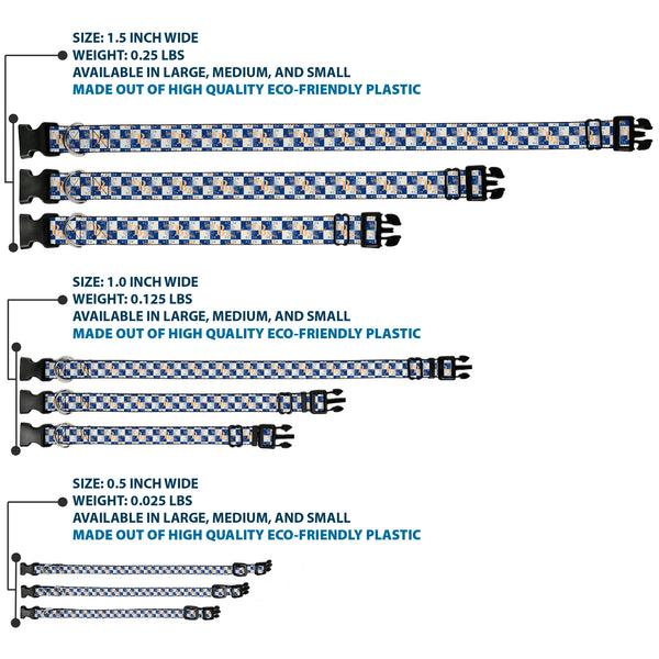 Buckle-Down Plastic Clip Collar - Harry Potter Butterbeer Logo Checker White/Blue/Yellow