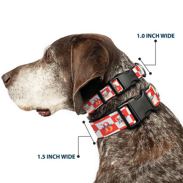 Buckle-Down Plastic Clip Collar - HARRY POTTER FINEST BUTTERBEER Logo And Mug Checker Red/White/Yellow
