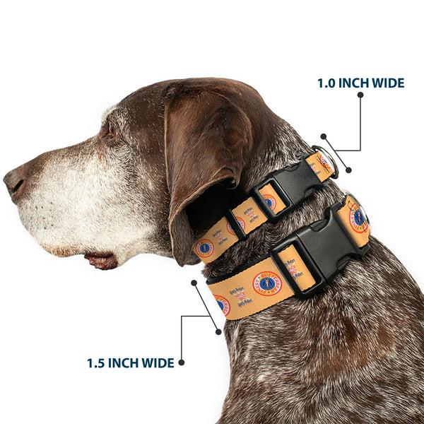 Buckle-Down Plastic Clip Collar - HARRY POTTER SINCE 1867 FINEST BUTTERBEER Icon Yellow/Blue/Red