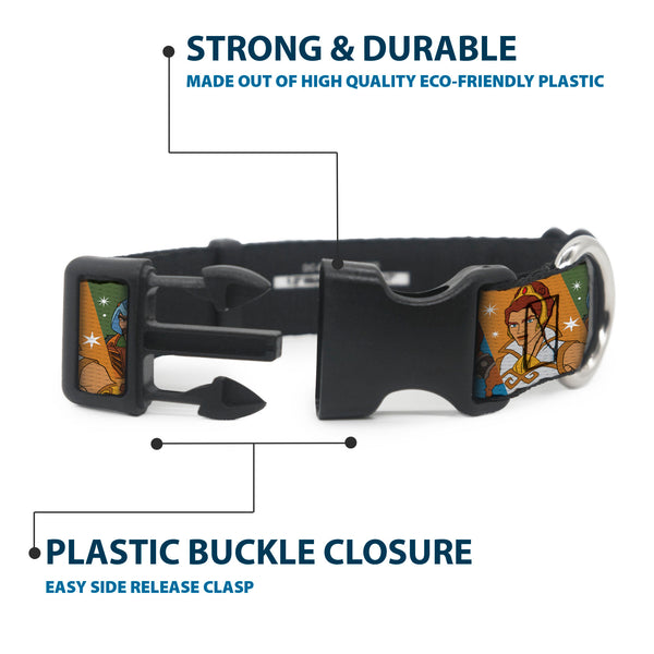 Buckle-Down Plastic Clip Collar - Masters Of The Universe Character Block Stripe Poses Multi Color