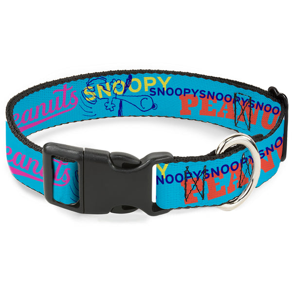 Buckle-Down Plastic Clip Collar - PEANUTS Charlie Brown Snoopy and Woodstock Typography Collage Blue/Multi Color Buckle-Down Plastic Clip Collar - PEANUTS Charlie Brown Snoopy and Woodstock Typography Collage Blue/Multi Color