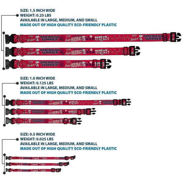 Buckle-Down Plastic Clip Collar - Peanuts Gang AMERICAN SUMMER Poses Red/Blue/White