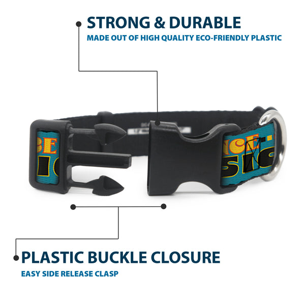 Buckle-Down Plastic Clip Collar - Peanuts Gang DANCE MUSIC Poses And Quotes Blue/Multi Color