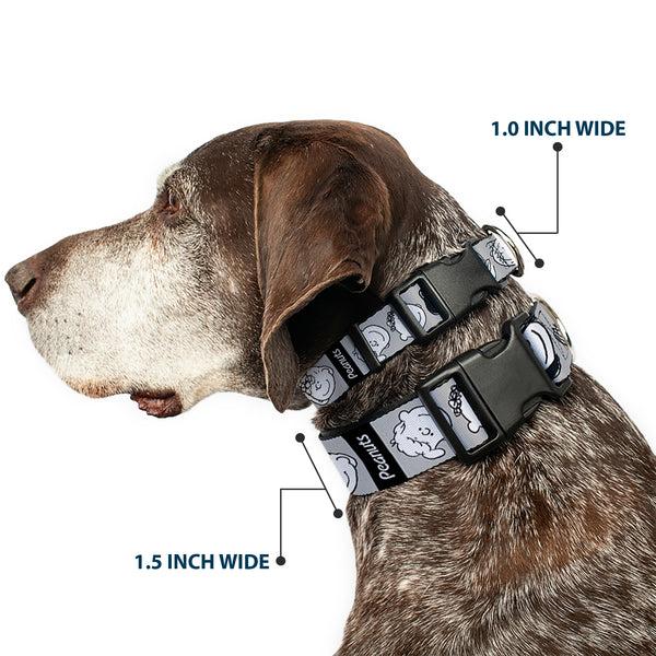 Buckle-Down Plastic Clip Collar - Peanuts Gang Expressions Gray/Black/White