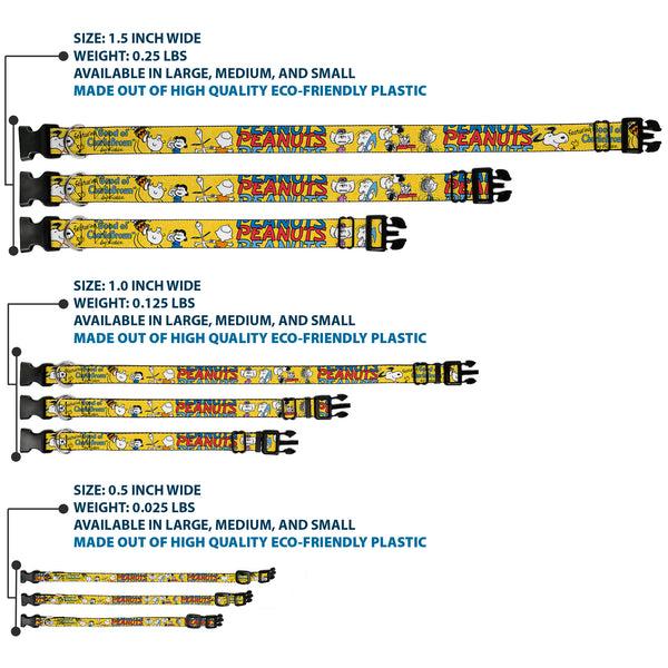 Buckle-Down Plastic Clip Collar - PEANUTS Gang FEATURING GOOD OL CHARLIE BROWN Character Poses Yellow/Multi Color
