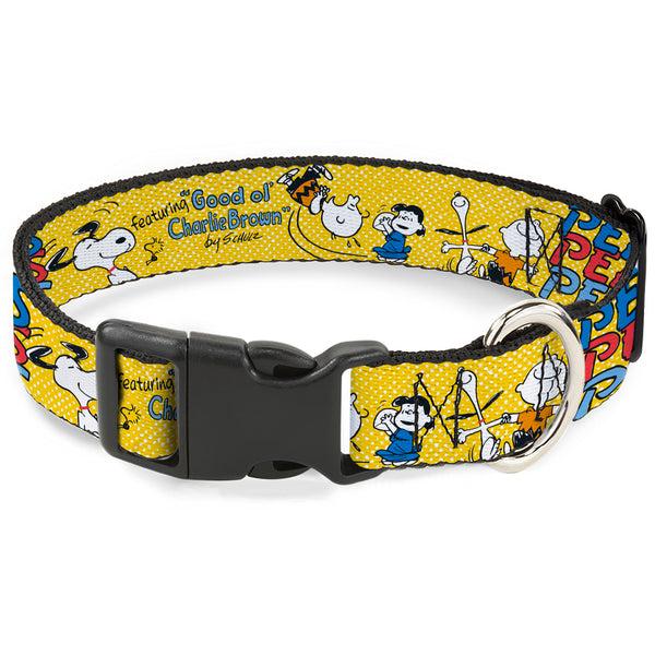 Buckle-Down Plastic Clip Collar - PEANUTS Gang FEATURING GOOD OL CHARLIE BROWN Character Poses Yellow/Multi Color Buckle-Down Plastic Clip Collar - PEANUTS Gang FEATURING GOOD OL CHARLIE BROWN Character Poses Yellow/Multi Color