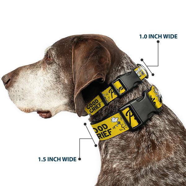 Buckle-Down Plastic Clip Collar - PEANUTS Gang SINCE 1950 GOOD GRIEF Group Pose Yellow/Black