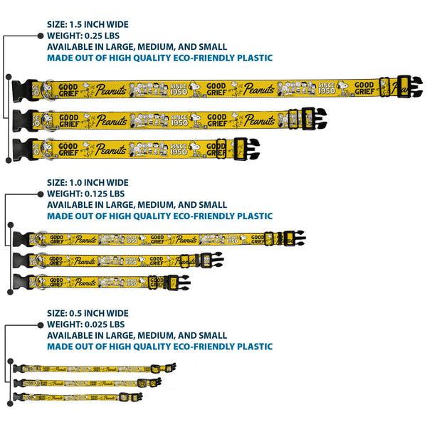 Buckle-Down Plastic Clip Collar - PEANUTS Gang SINCE 1950 GOOD GRIEF Group Pose Yellow/Black