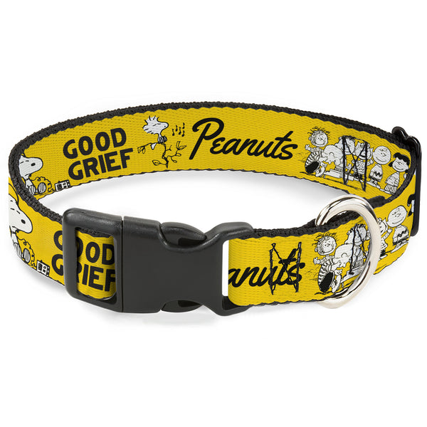 Buckle-Down Plastic Clip Collar - PEANUTS Gang SINCE 1950 GOOD GRIEF Group Pose Yellow/Black