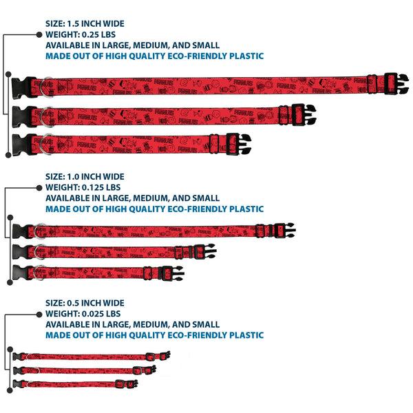 Buckle-Down Plastic Clip Collar - PEANUTS Gang Six Character And Title Logo Collage Red/Black