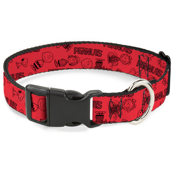 Buckle-Down Plastic Clip Collar - PEANUTS Gang Six Character and Title Logo Collage Red/Black Buckle-Down Plastic Clip Collar - PEANUTS Gang Six Character and Title Logo Collage Red/Black