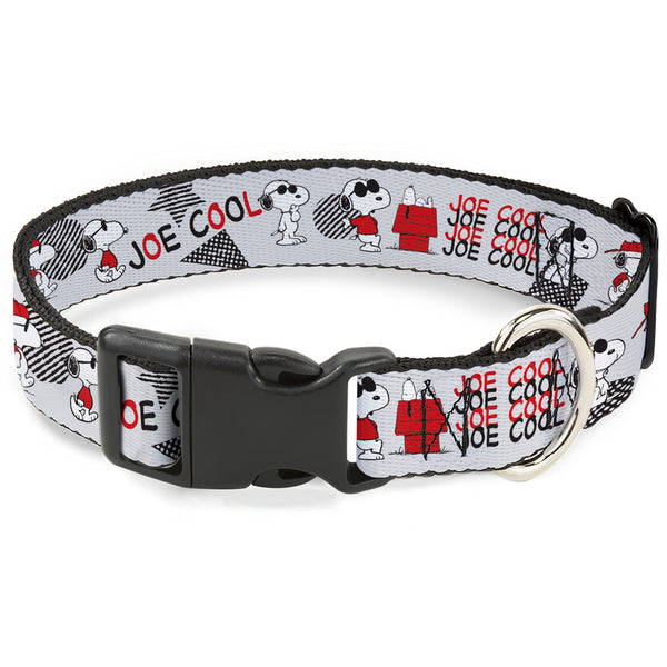 Buckle-Down Plastic Clip Collar - Peanuts JOE COOL Snoopy Poses and Text Gray/Black/Red/White Buckle-Down Plastic Clip Collar - Peanuts JOE COOL Snoopy Poses and Text Gray/Black/Red/White