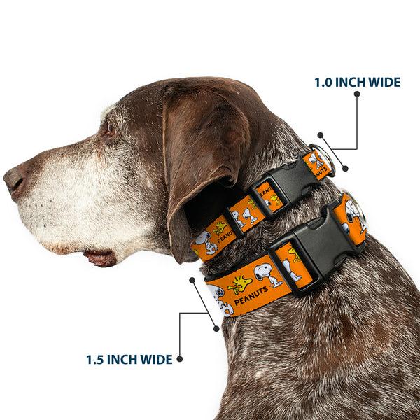 Buckle-Down Plastic Clip Collar - PEANUTS Snoopy And Woodstock Poses Collage Orange