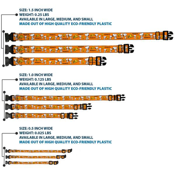 Buckle-Down Plastic Clip Collar - PEANUTS Snoopy And Woodstock Poses Collage Orange