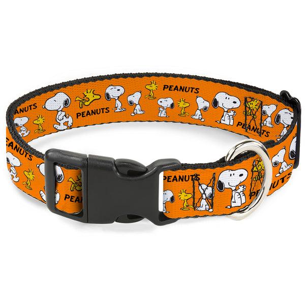 Buckle-Down Plastic Clip Collar - PEANUTS Snoopy and Woodstock Poses Collage Orange