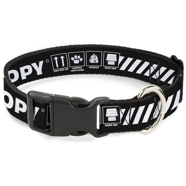 Buckle-Down Plastic Clip Collar - Peanuts SNOOPY Care Symbols 100% ORIGINAL Black/White