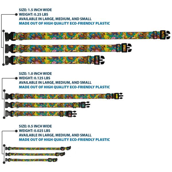 Buckle-Down Plastic Clip Collar - Scooby Doo And Shaggy Poses/Munchies Tie Dye Multi Color