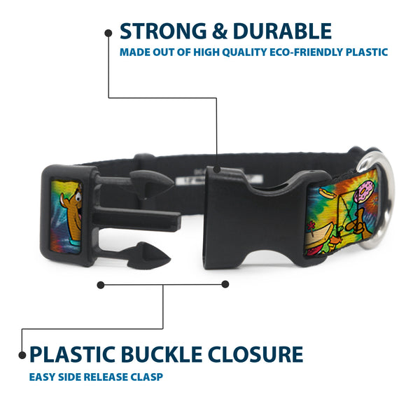 Buckle-Down Plastic Clip Collar - Scooby Doo And Shaggy Poses/Munchies Tie Dye Multi Color