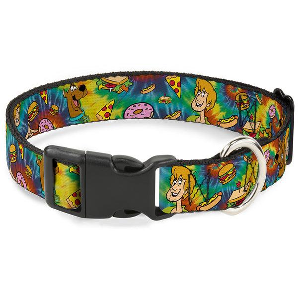 Buckle-Down Plastic Clip Collar - Scooby Doo and Shaggy Poses/Munchies Tie Dye Multi Color