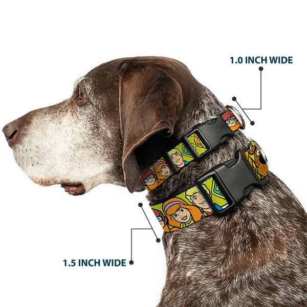 Buckle-Down Plastic Clip Collar - Scooby Doo Character Faces Close-Up Green