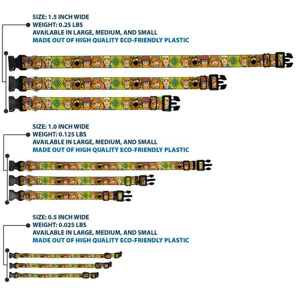 Buckle-Down Plastic Clip Collar - Scooby Doo Character Faces Close-Up Green