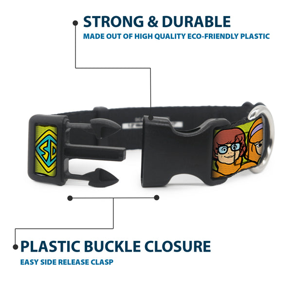 Buckle-Down Plastic Clip Collar - Scooby Doo Character Faces Close-Up Green