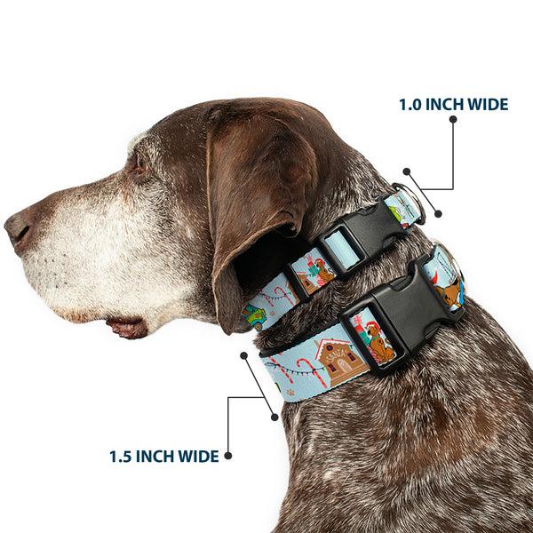 Buckle-Down Plastic Clip Collar - Scooby Doo Holiday Scenes And Icons Baby Blue