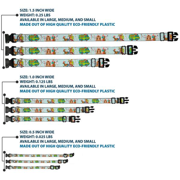 Buckle-Down Plastic Clip Collar - Scooby Doo Holiday Scenes And Icons Baby Blue