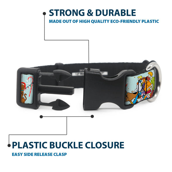 Buckle-Down Plastic Clip Collar - Scooby Doo Holiday Scenes And Icons Baby Blue
