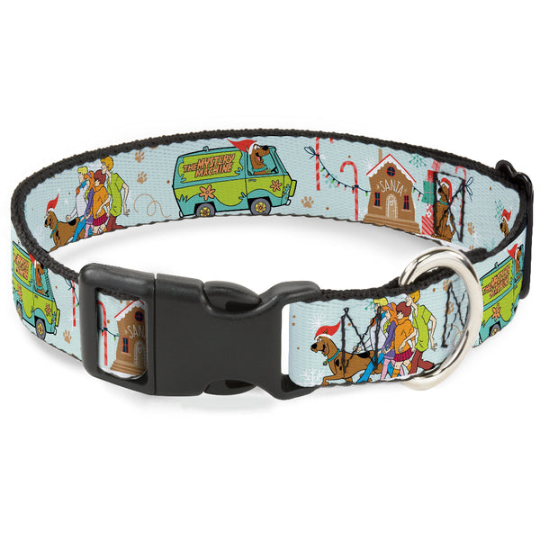 Buckle-Down Plastic Clip Collar - Scooby Doo Holiday Scenes and Icons Baby Blue