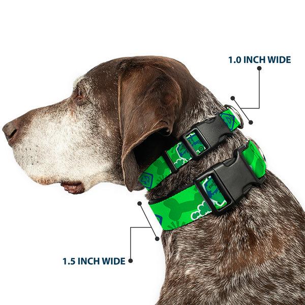 Buckle-Down Plastic Clip Collar - Scooby Doo Mystery Machine/Dog Tag Collage Greens/Blues