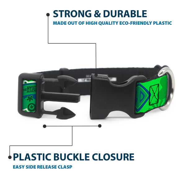 Buckle-Down Plastic Clip Collar - Scooby Doo Mystery Machine/Dog Tag Collage Greens/Blues