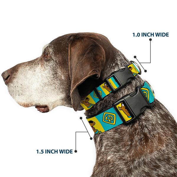 Buckle-Down Plastic Clip Collar - Scooby Doo Pose And Dog Tag Blocks Yellow/Blue