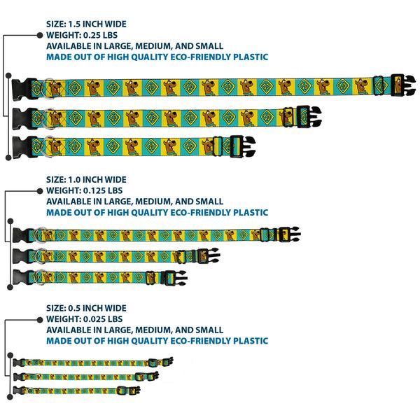 Buckle-Down Plastic Clip Collar - Scooby Doo Pose And Dog Tag Blocks Yellow/Blue
