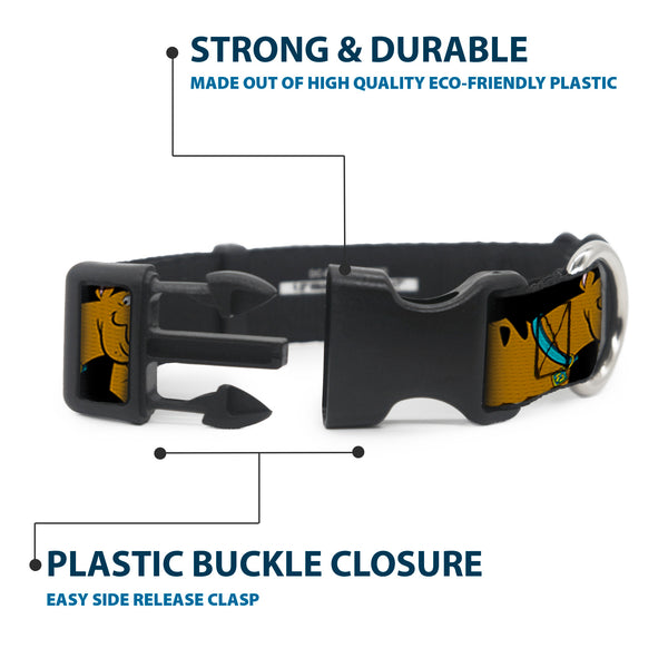 Buckle-Down Plastic Clip Collar - Scooby Doo Stacked CLOSE-UP Black