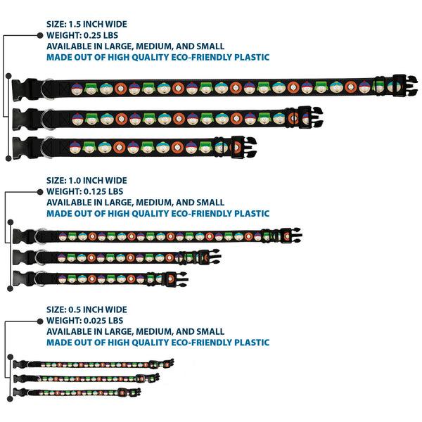 Buckle-Down Plastic Clip Collar - South Park Boys Face Repeat Black