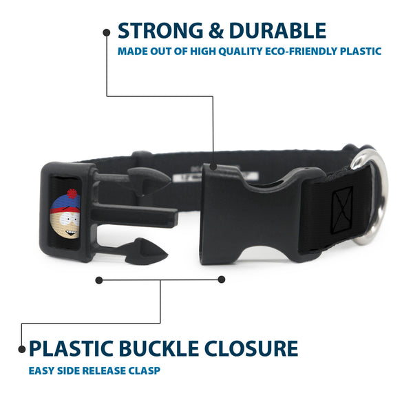Buckle-Down Plastic Clip Collar - South Park Boys Face Repeat Black
