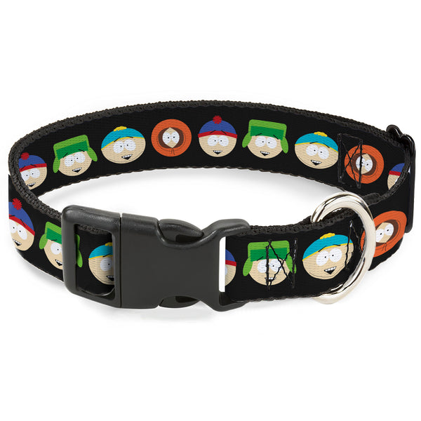 Buckle-Down Plastic Clip Collar - South Park Boys Face Repeat Black Buckle-Down Plastic Clip Collar - South Park Boys Face Repeat Black