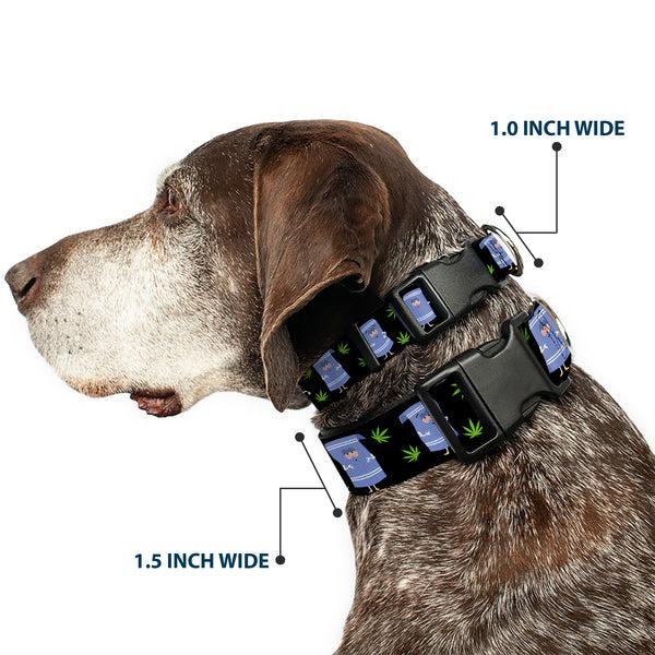Buckle-Down Plastic Clip Collar - South Park Towlie And Scattered Pot Leaves Black