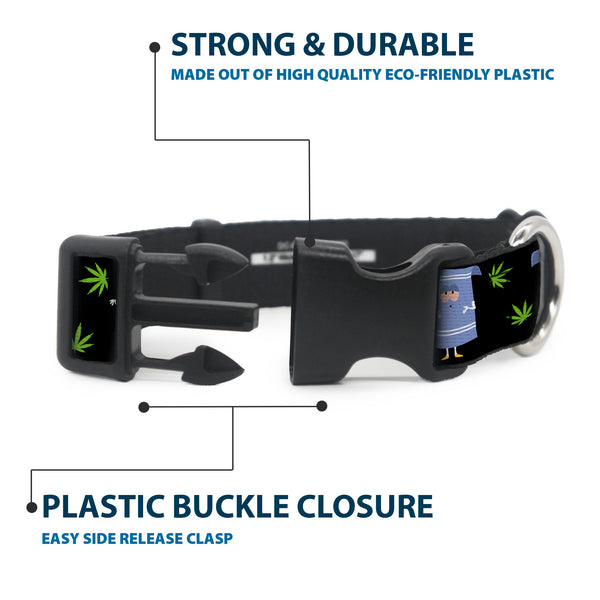 Buckle-Down Plastic Clip Collar - South Park Towlie And Scattered Pot Leaves Black