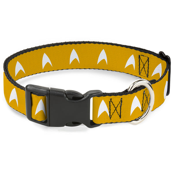 Buckle-Down Plastic Clip Collar - Star Trek Starfleet Insignia Golden Yellow/White
