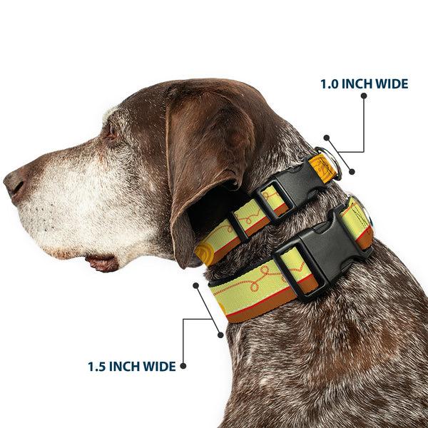Buckle-Down Plastic Clip Collar - Toy Story Woody Bounding Cowboy Buckle Stripe Yellow/Red/Brown