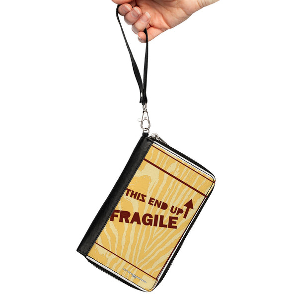 Buckle-Down PU Zip Around Wallet Rectangle - A Christmas Story FRAGILE Lamp Crate Tan/Brown